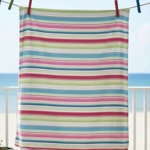 Pottery Barn Striped Twin Duvet Cover Coastal Preppy Pastel